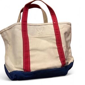 LL Bean Boat and Tote medium Canvas Tote Bag with Red and Blue